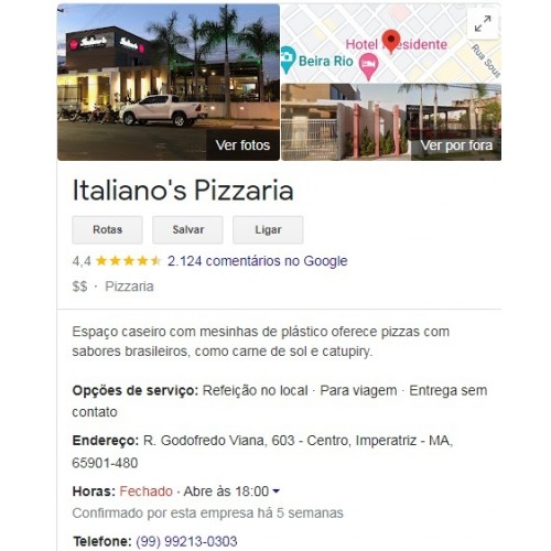 Cliente -Italianos Pizarria e Grill - Imperatriz - MA